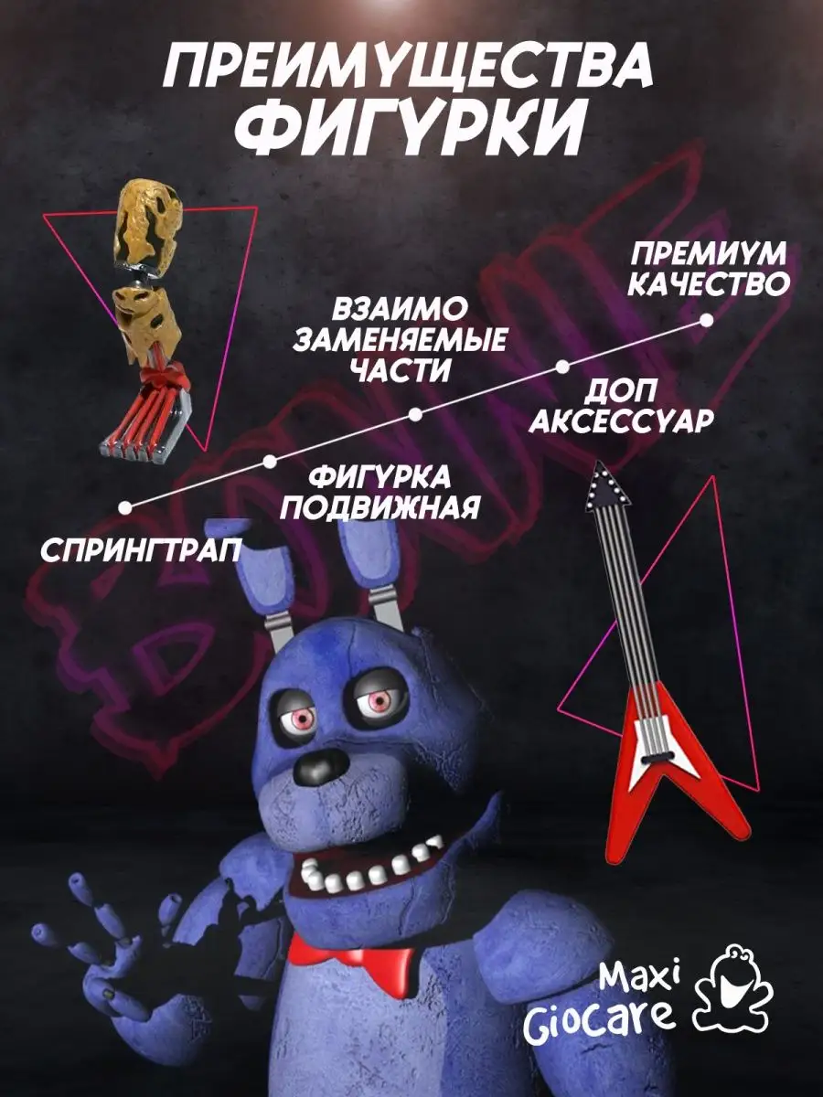 Коллекционная фигурка Бонни Аниматроники/ФНАФ/Игрушки/FNAF/Пять ночей с  Фредди 91295348 купить за 1 553 ₽ в интернет-магазине Wildberries