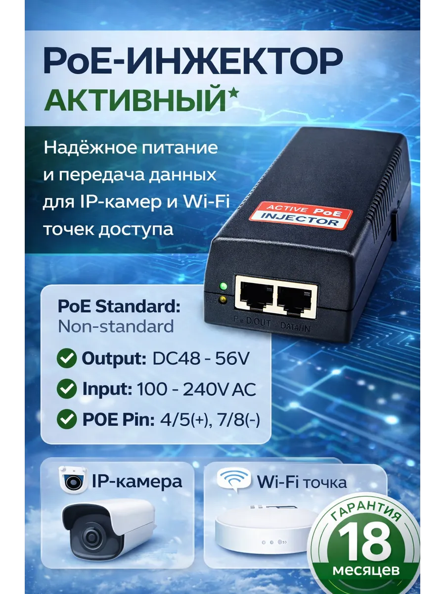 Инжектор POE активный