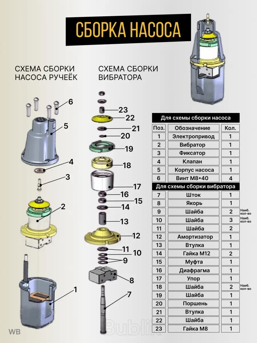 Ремкомплект для насоса Малыш Ручеек Водолей Ольса 91587015 купить за 378 ₽  в интернет-магазине Wildberries