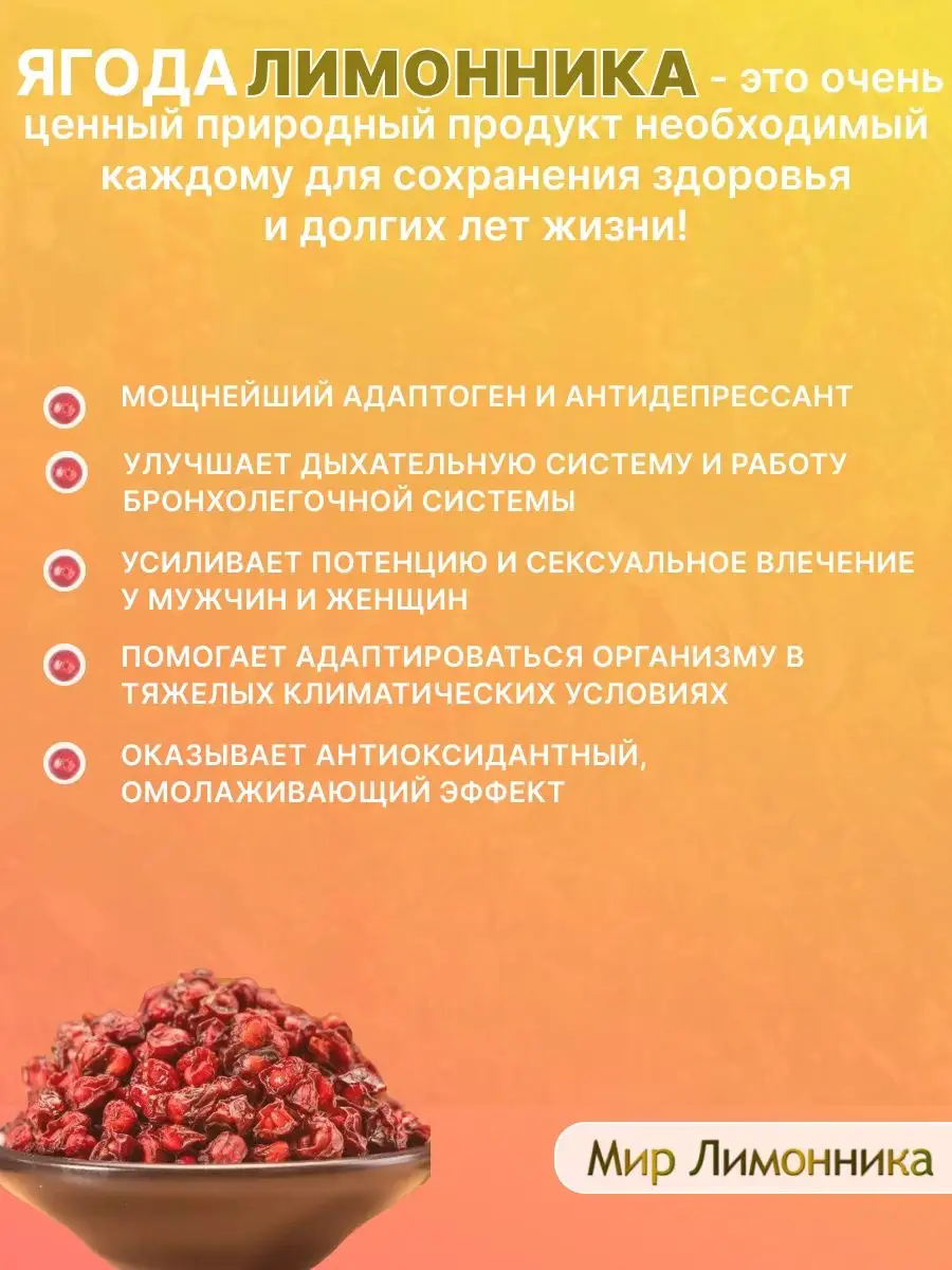 Ягода китайского лимонника сушеная, 100г Мир лимонника 91598145 купить за 1  673 ₽ в интернет-магазине Wildberries