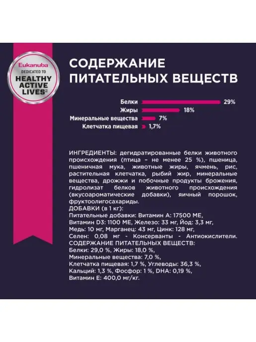 Сухой корм Eukanuba Птица для собак, средние, щенки, 0,8 кг, фото 7
