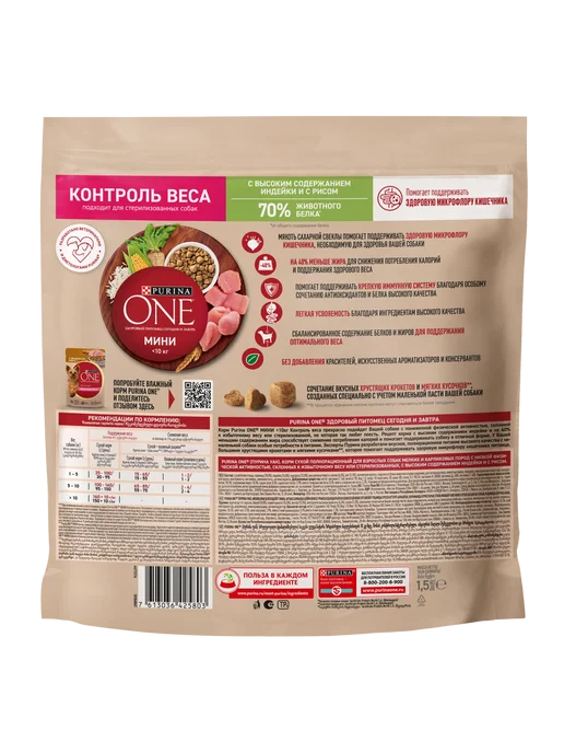 Сухой корм PURINA ONE Малых Контроль для собак, индейка, 1,5 кг, фото 5