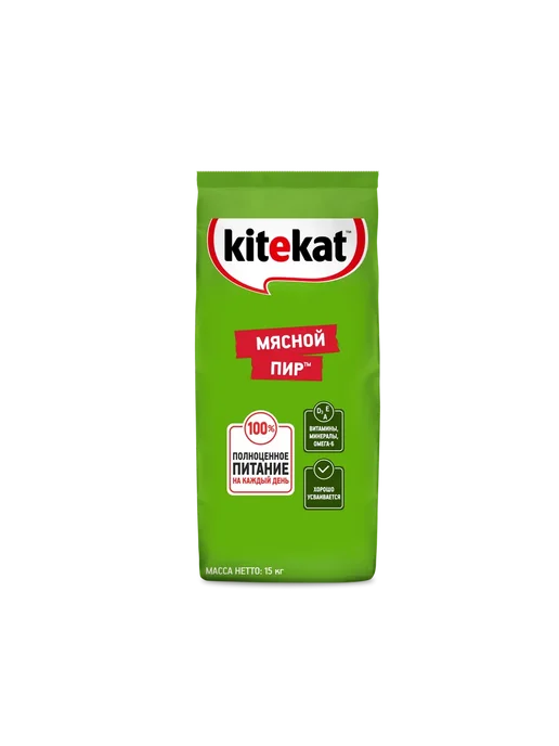 Сухой корм Kitekat Кошек Пир для собак, взрослые, мясо, 15 кг, фото 2