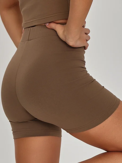 PIVOVAROFF WEAR Велосипедки спортивные короткие шорты, коричневый