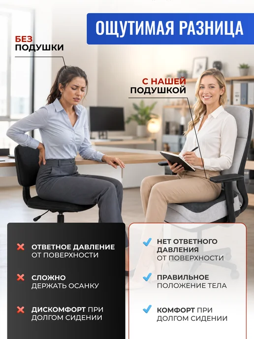 Estello Ортопедическая подушка на стул для правильной посадки, серый, фото 4