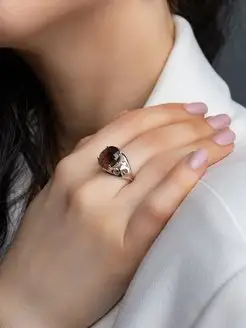 Кольцо серебро с камнем раухтопазом VG jewelry 91990524 купить за 1 522 ₽ в интернет-магазине Wildberries