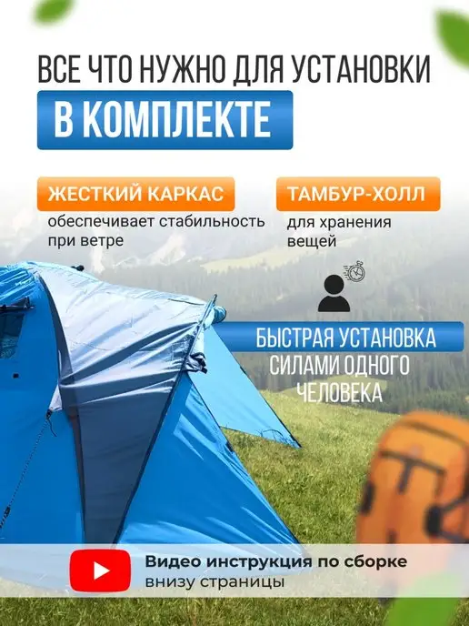 Campplanet Палатка туристическая 2 местная 2 слоя, синий, фото 2