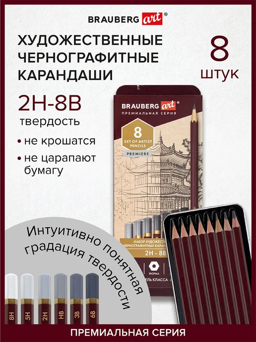Brauberg Набор карандашей простых чернографитных для рисования, черный