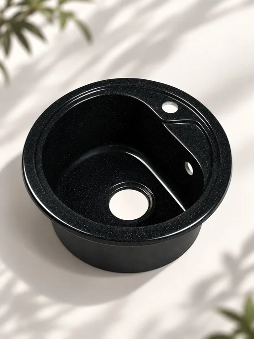 Smooth Stone Мойка для кухни каменная круглая, черный, фото 8