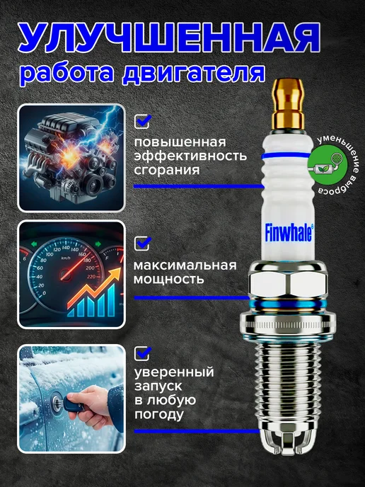 FINWHALE Свечи зажигания Ваз 16кл гранта веста 1.6 Xray Priora 2110, 4 шт, фото 8