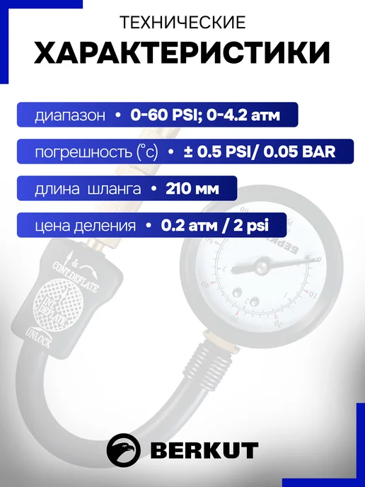 BERKUT Манометр высокоточный с дефлятором 0 - 4.2 Атм ADG-032, вариант, фото 2