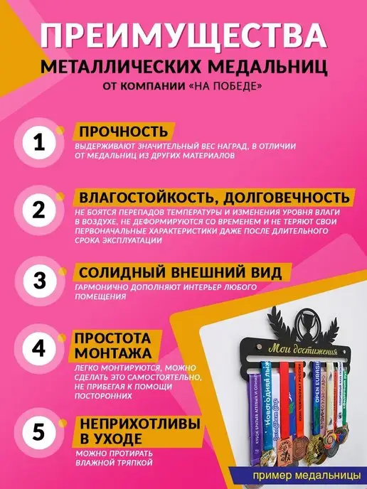На Победе Медальница Старт «Мои достижения», черный, фото 5