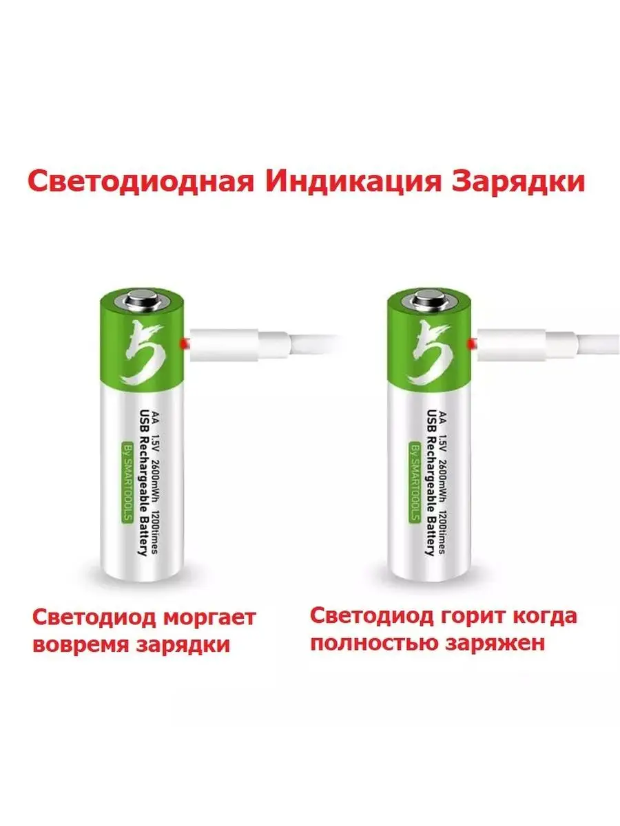 Аккумуляторные батарейки ААА мизинчиковые с зарядкой от USB SMAR TOOOLS  92422391 купить за 569 ₽ в интернет-магазине Wildberries