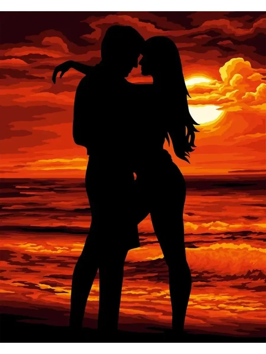 Голый мужчина и женщина бегут по пляжу на закате