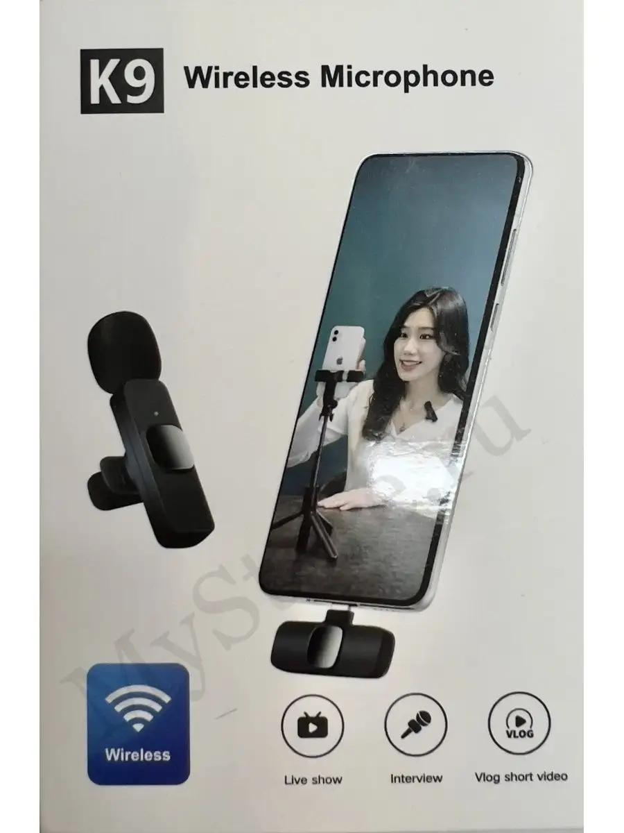 Микрофон петличный Wireless Microphone K8- iPhone петличка беспроводной,  черный Super shop 92500836 купить в интернет-магазине Wildberries