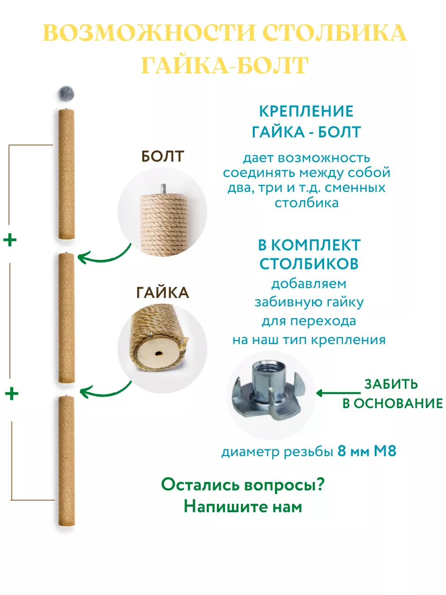 Универсальный сменный столбик для когтеточки 60см koshkin 93075479 купить  за 546 ₽ в интернет-магазине Wildberries