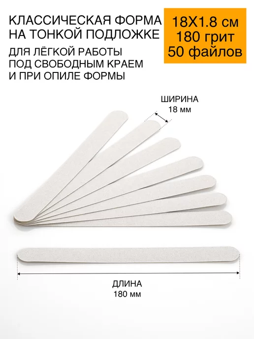 Emery Boards Сменные файлы для пилки для ногтей 180 грит 18х1,8 см 50 шт, 50 шт, фото 2