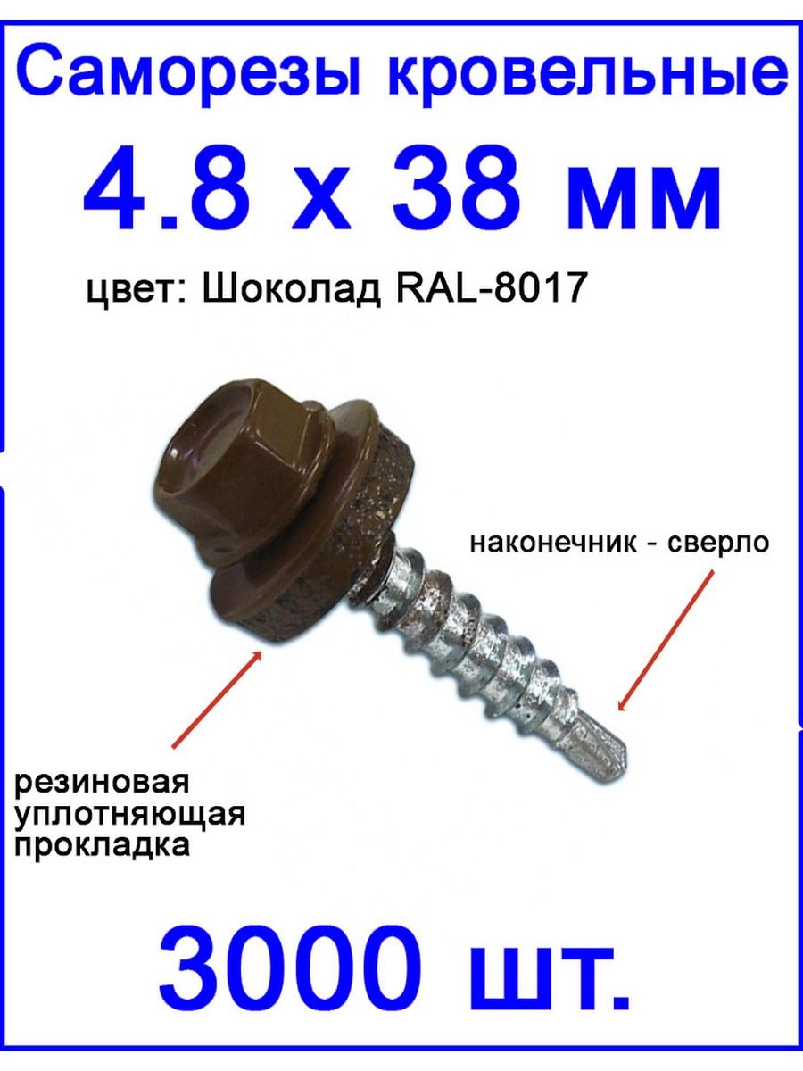 Размеры кровельных саморезов со сверлом