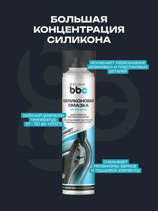BIBICARE Смазка силиконовая для авто и дома от примерзания антискрип, 400 мл, фото 3