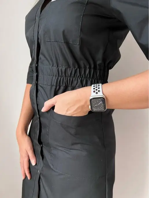 Elite Stylepro медицинский халат медика, черный, фото 4