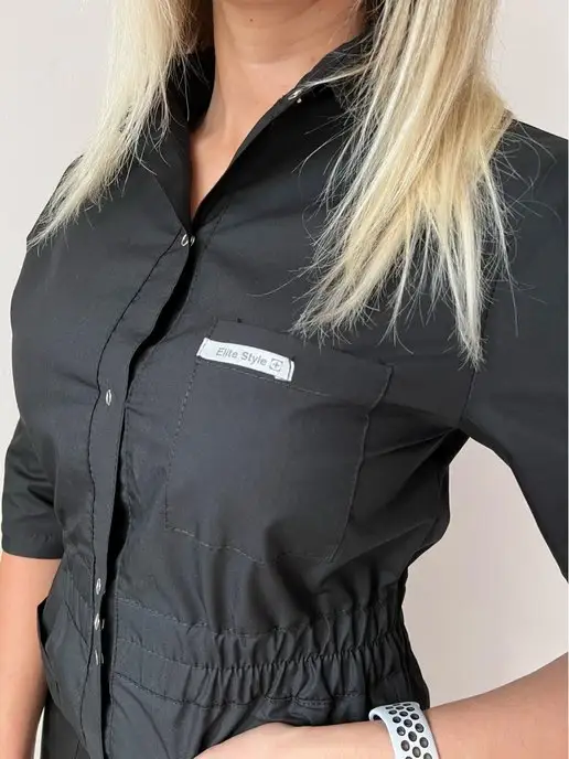 Elite Stylepro медицинский халат медика, черный, фото 5