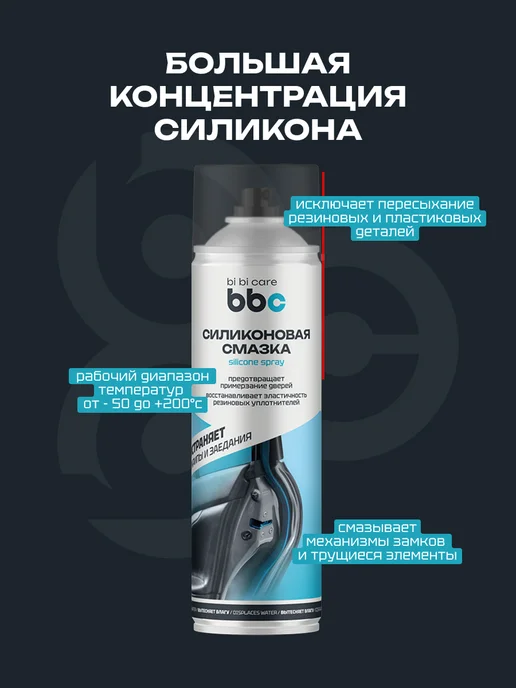 BIBICARE Смазка силиконовая для авто и дома от примерзания антискрип, 650 мл, фото 3