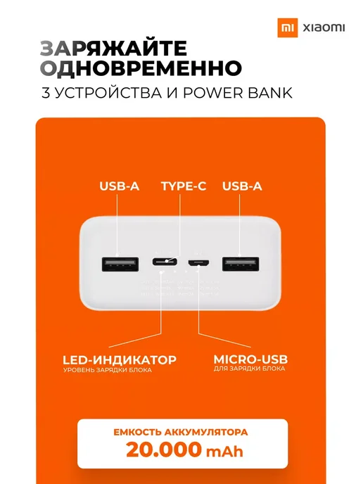 Xiaomi Внешний аккумулятор Power Bank ссс 20000mAh оригинал, 20000 мАч, фото 2