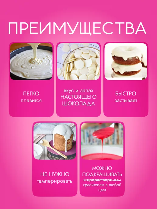 CHOCO SFERA Белый Шоколад кондитерский 1 кг (Глазурь), 1 кг, фото 2