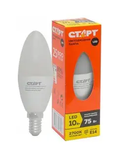 Старт Лампа светодиодная Eco Led Candle E14 10W 27 СТАРТ 93403925 купить за 314 ₽ в интернет-магазине Wildberries