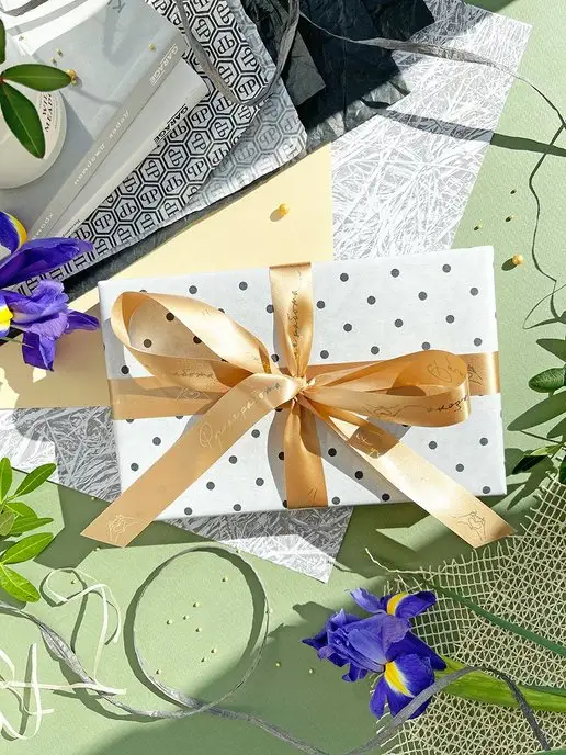 Jet&Joy Present Лента атласная декоративная, бежевый, фото 2