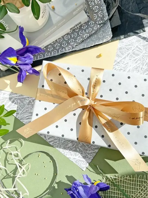 Jet&Joy Present Лента атласная декоративная, бежевый, фото 4