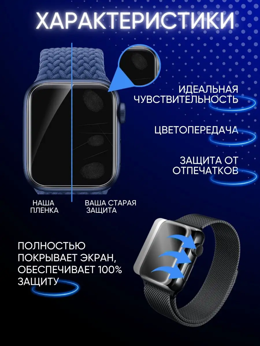 Защитная пленка Apple Watch 44 мм (3шт) VOSK 93415053 купить за 214 ₽ в  интернет-магазине Wildberries