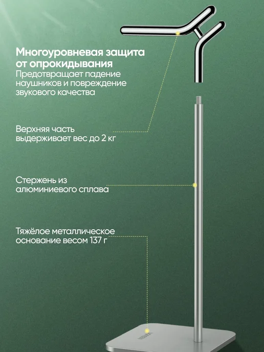 UGREEN Подставка настольная для наушников+гарнитуры, серый, фото 4
