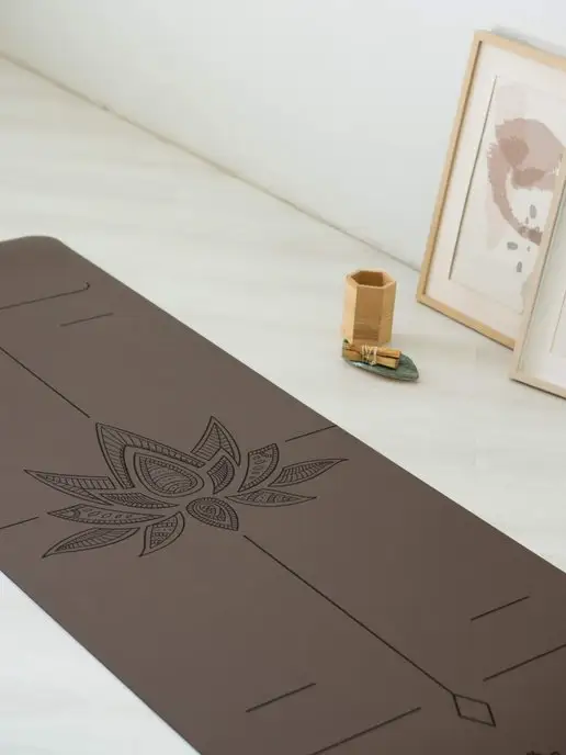 Yogamatic Коврик для йоги нескользящий каучуковый профессиональный, коричневый, фото 3