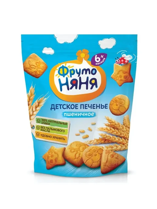 ФрутоНяня Печенье пшеничное 120г с 6месяцев, 120 г, 4 шт, фото 2