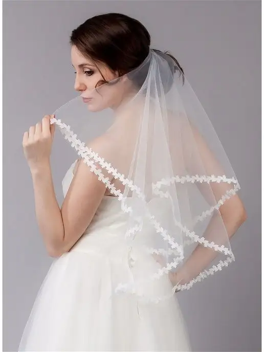 Romantic Wedding Простая фата невесты на свадьбу девичник, белый, фото 4
