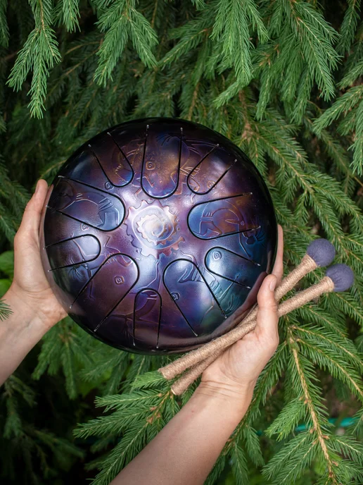 ShinySteelDrums Глюкофон для медитации Этника 24см с чехлом хэндпан ханг, вариант, фото 4