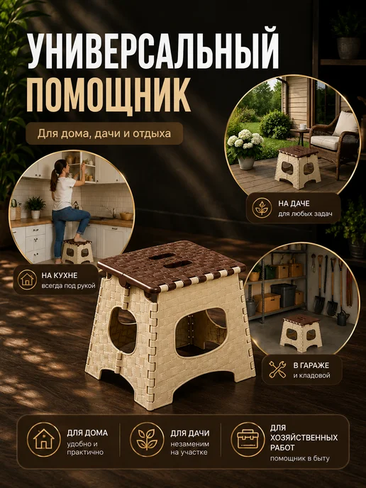 Elchehome Табурет складной "Мультистул" малый, бежевый, фото 4