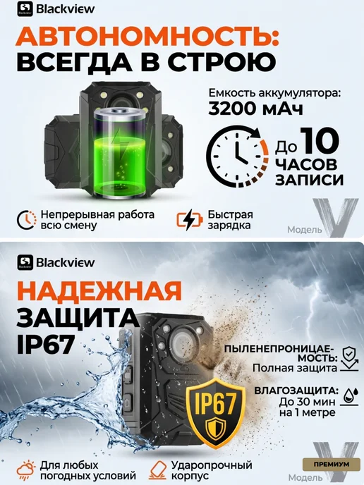 Blackview Персональный видеорегистратор V 2K, GPS, 64Gb и Wi-Fi, 64 ГБ, фото 4