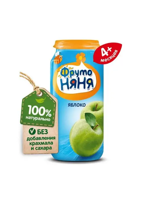 ФрутоНяня Пюре Фруто Няня из яблок 100г с 4 месяцев 6шт, 250 г, 6 шт, фото 2