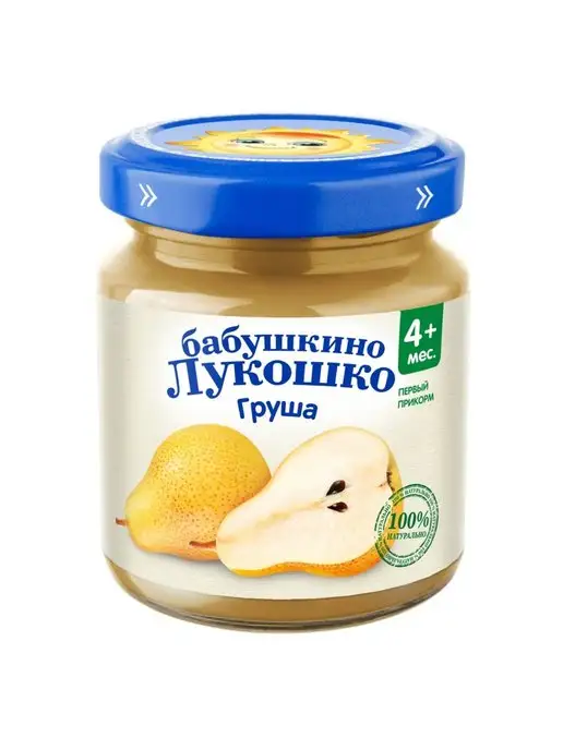 бабушкино лукошко Пюре Бабушкино груша 100г с 4месяцев 6шт, 100 г, 6 шт
