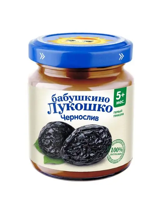 бабушкино лукошко Пюре чернослив для детей с 5 мес 100г 6шт, 100 г, 6 шт