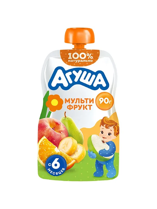 Агуша Пюре мультифрукт 90г с 6месяцев 6шт, 90 г, 6 шт