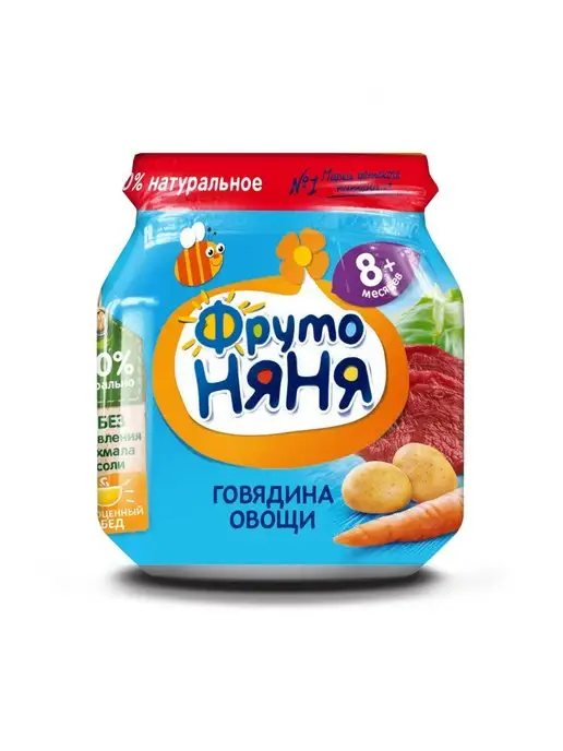 ФрутоНяня Пюре Фруто Няня из говядины с овощами 100г с 8 мес 6шт, 100 г, 6 шт