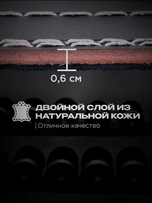 NanoFit Пояс для пауэрлифтинга атлетический кожаный, черный, фото 4