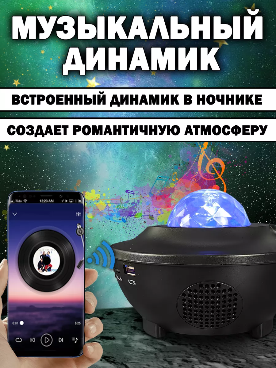 Ночник детский 3D проектор звездное небо галактика Атмосфера скидок  94159123 купить за 654 ₽ в интернет-магазине Wildberries