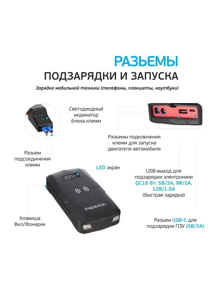 Пуско-зарядное устройство POWER Inspector 94176533 купить в  интернет-магазине Wildberries