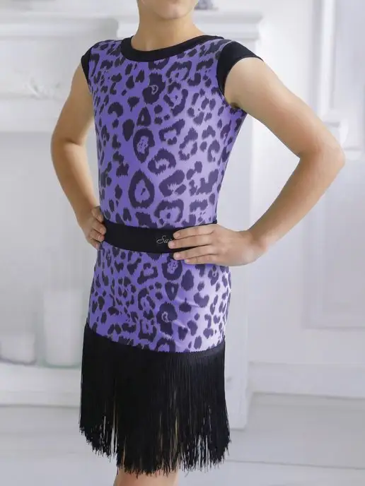 SARDANA DRESS Спортивное платье с бахромой для латины, фиолетовый, фото 4
