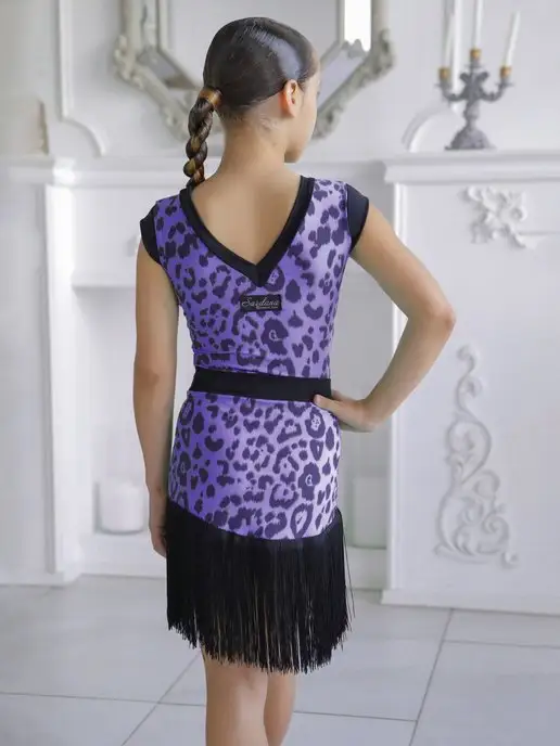 SARDANA DRESS Спортивное платье с бахромой для латины, фиолетовый, фото 5
