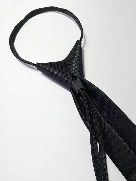 Галстуки-бабочки Москва Галстук классический школьный на кнопке темно-синий, черный, фото 5